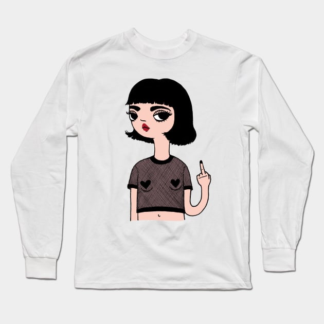 Flip Off Long Sleeve T-Shirt by agrapedesign